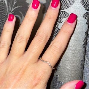 Rose gold Pandora “Wishbone” stone ring